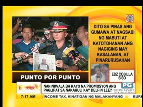 Punto por Punto: Naniniwala ba kayo na promosyon ang paglipat sa nakahuli kay Delfin Lee?