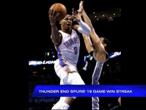 Thunder ends Spurs' 19 game win streak