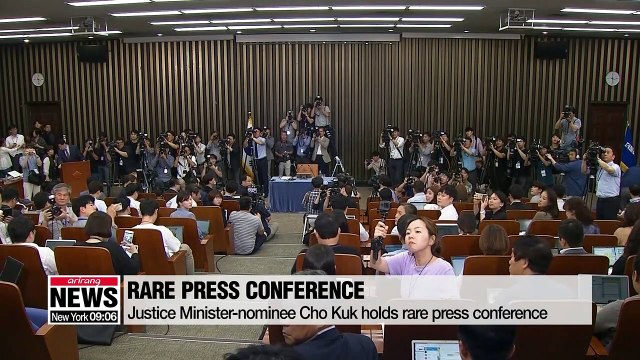 Justice Minister-nominee Cho Kuk holds rare presser after cancellation of confirmation hearing