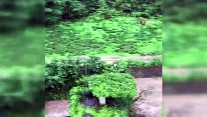 Rize’nin Derepazarı ilçesinde etkili olan yağış hayatı olumsuz etkiledi