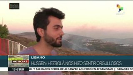 Libaneses apoyan en la frontera la respuesta de Hezbolá a Israel