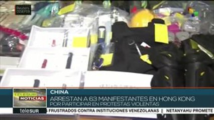 Detiene policía de Hong Kong a 63 personas por protestar violentamente