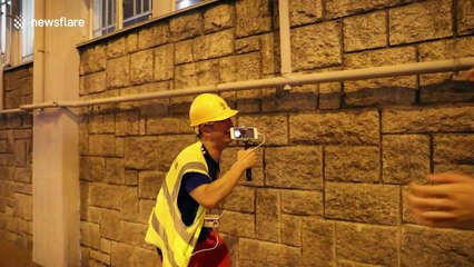 Harrowing moment Hong Kong police officer and journalist both feel terrible effects of tear gas