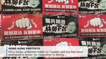 Hong Kong leader denies suggestion that Beijing refuses to let her resign