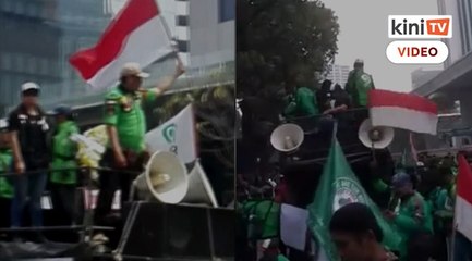 Gojek Indonesia demo aman di Kedutaan M'sia  di Jakarta, tuntut maaf