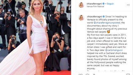 Chiara Ferragni, emocionada de camino al Festival de Venecia