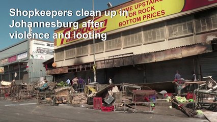 Download Video: Shopkeepers clean up after xenophobic attacks in South Africa