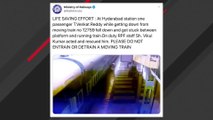 Une vidéo impressionnante d'un homme accroché à un train et sauvé par un policier