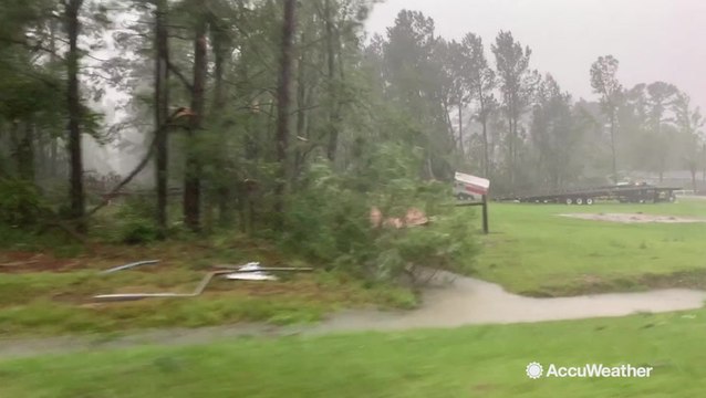 Debris scattered along road as Dorian's winds lash South Carolina