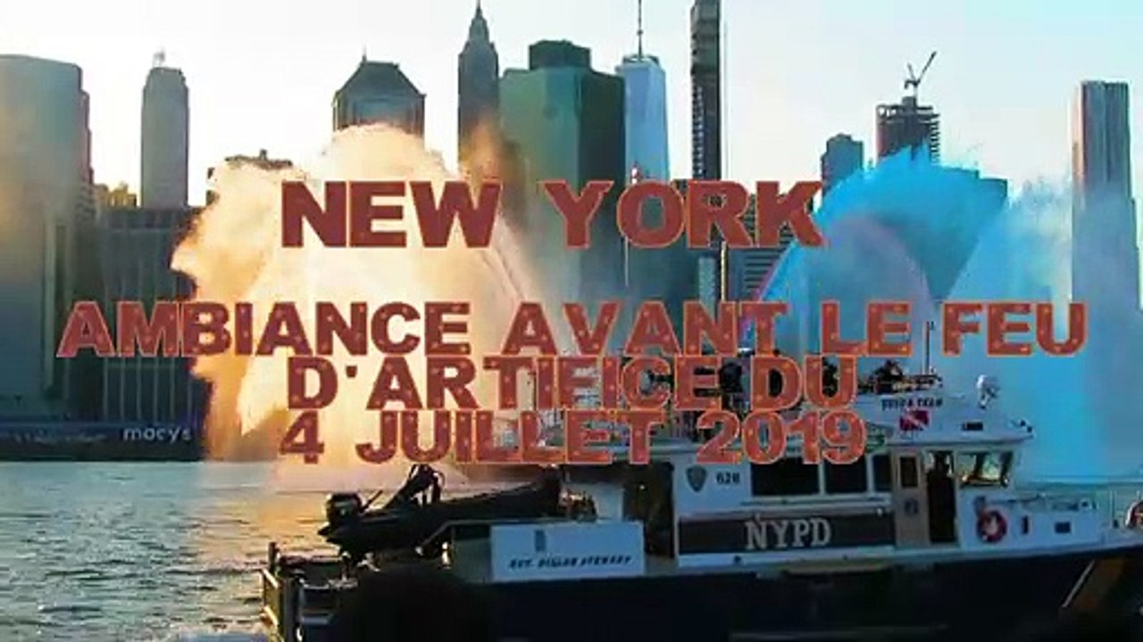 NEW YORK - Ambiance avant le feu dartifice du 4 Juillet 2019 , avec le show des pompiers et policiers