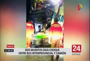 Nasca: choque entre bus y camión deja dos muertos y más de diez heridos