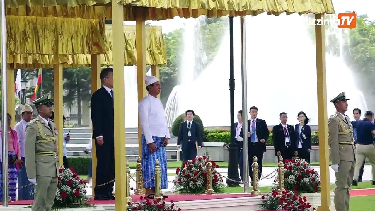 ျမန္မာျပည္ေရာက္ ေတာင္ကိုရီးယား သမၼတကို ဂုဏ္ျပဳတပ္ဖြဲ႔ျဖင့္ ႀကိဳဆို