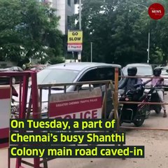 15-foot deep sinkhole appears on busy Shanthi Colony main road in Chennai