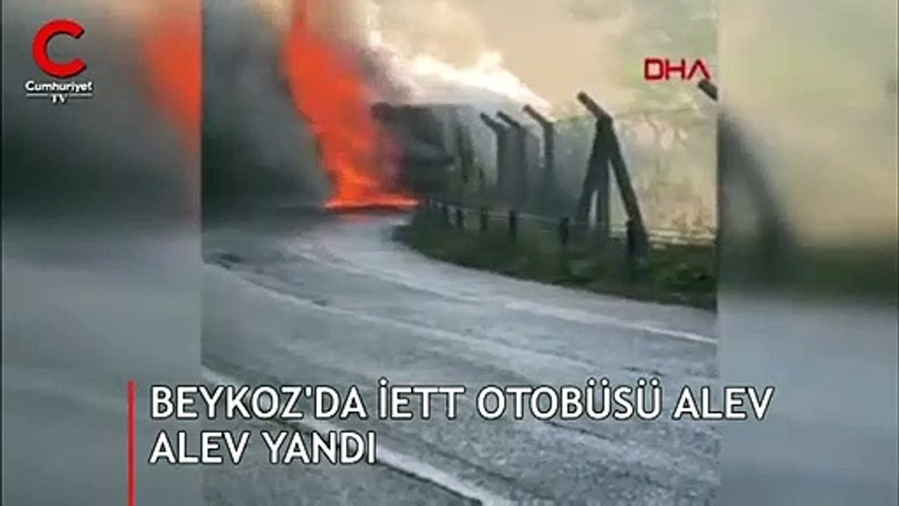 İETT otobüsü alev alev yandı! 15 yolcu tahliye edildi