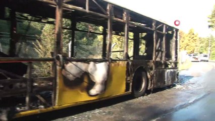 Beykoz’da İETT otobüsünün alev alev yandığı anlar kamerada