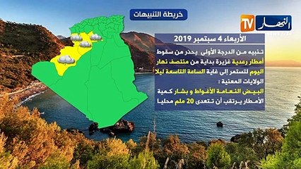 درجات الحرارة المتوقعة ببعض من ولايات الوطن ليوم الأربعاء 4 سبتمبر 2019