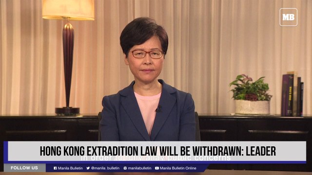 Hong Kong extradition law will be withdrawn: leader