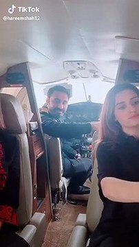 Part 2 : TikTok girls Hareem Shah & Sundal Khattak boards anchor Mubashir Lucman's plane