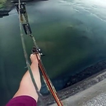 Il pêche un poisson au tir à l'arc !