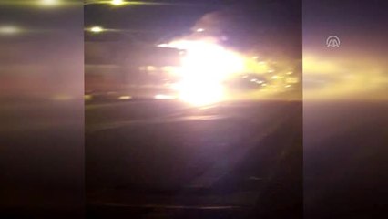 Başkentte saman yüklü kamyon yandı