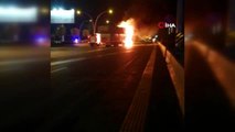 Başkent'te saman yüklü kamyon alev alev böyle yandı