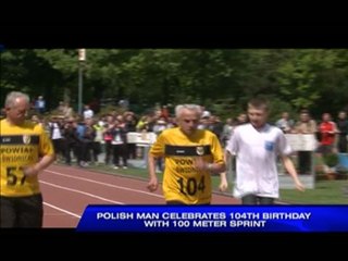 Man marks 104th birthday with 100-meter sprint