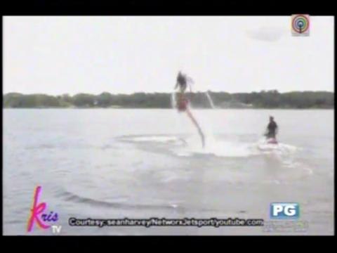 Ejay Falcon tries flyboarding