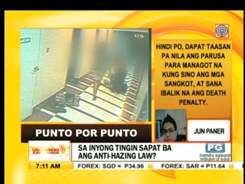 Punto por Punto: Estudyante patay matapos umano dumaan sa hazing