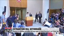 Hong Kong leader says withdrawal of extradition bill supported by China