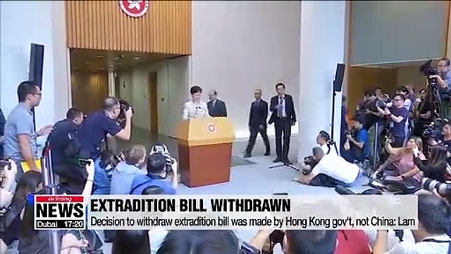 Hong Kong leader says withdrawal of extradition bill supported by China