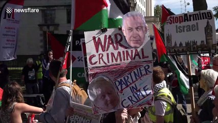 Israeli PM Netanyahu's convoy arrives at Downing Street amid noisy protests