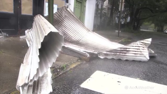 Charleston streets underwater and littered in debris