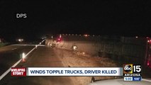 1 person killed after high winds topple six semi-trucks near Tonopah