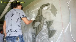 Worker With Amazing Skills - Great Art Is Created From The Sand And Cement - You Should Watch It