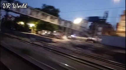 Chasing army train in evening red light