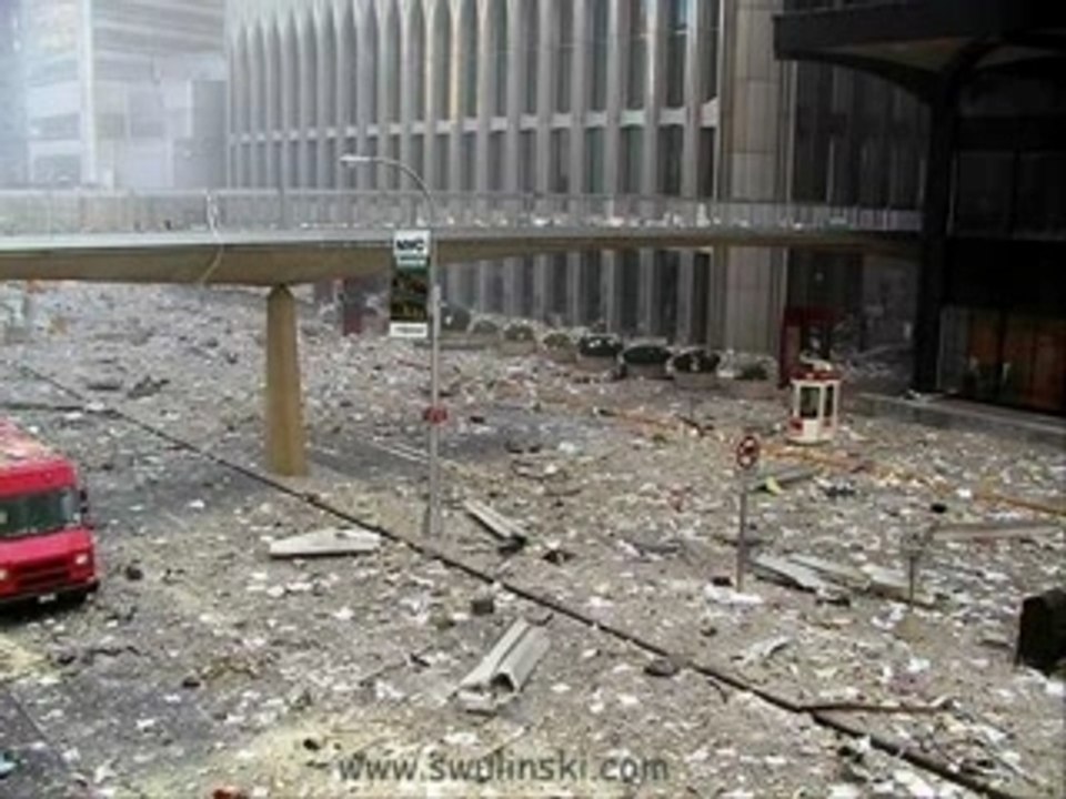 Smoke plume at base of World Trade Center other video