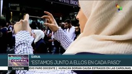 Sirios realizan caminata en apoyo a niños discapacitados por la guerra