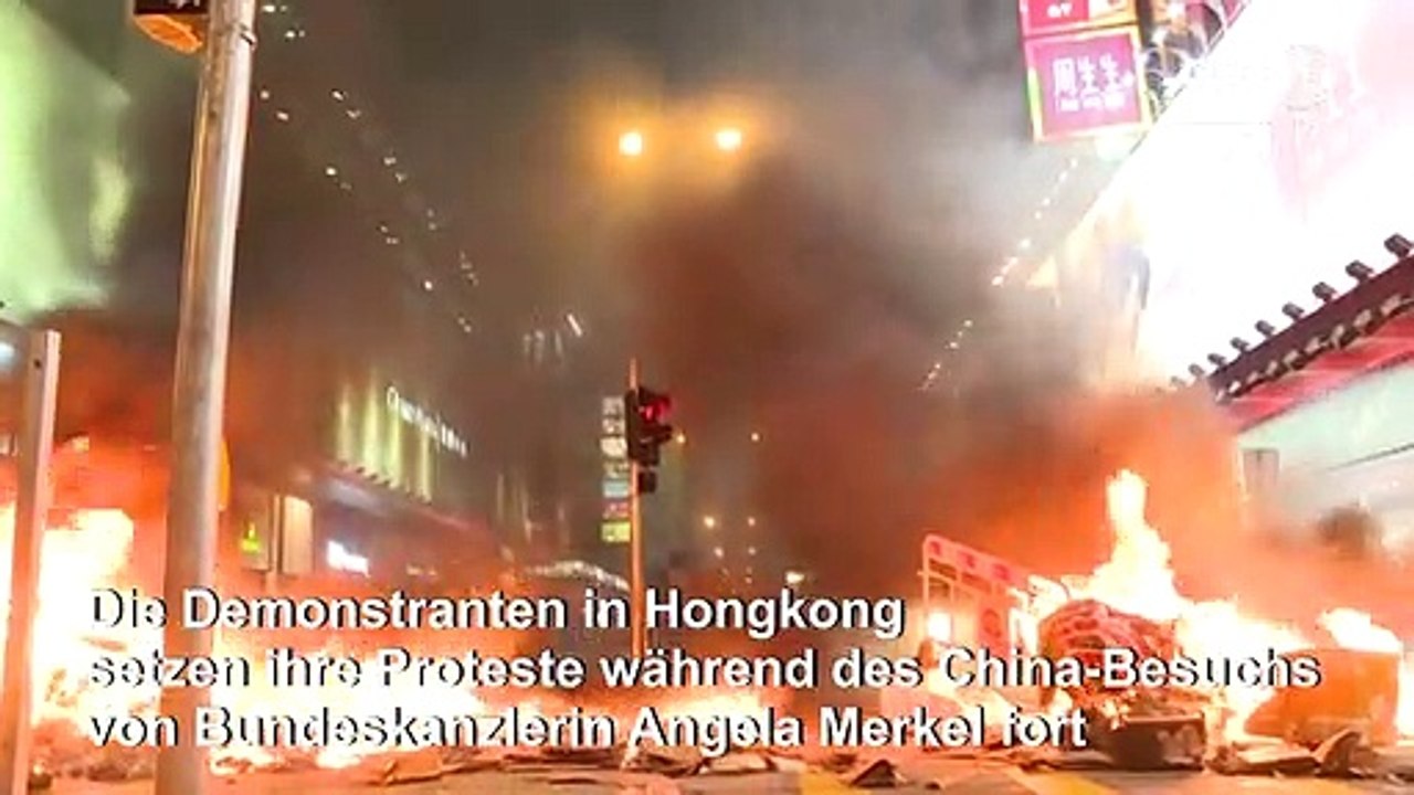 Proteste in Hongkong während Merkels China-Besuch