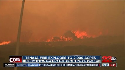 Tenaja fire grows to over 2,000 acres