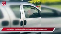 Seyir halindeki araçta şaşkına çeviren görüntü