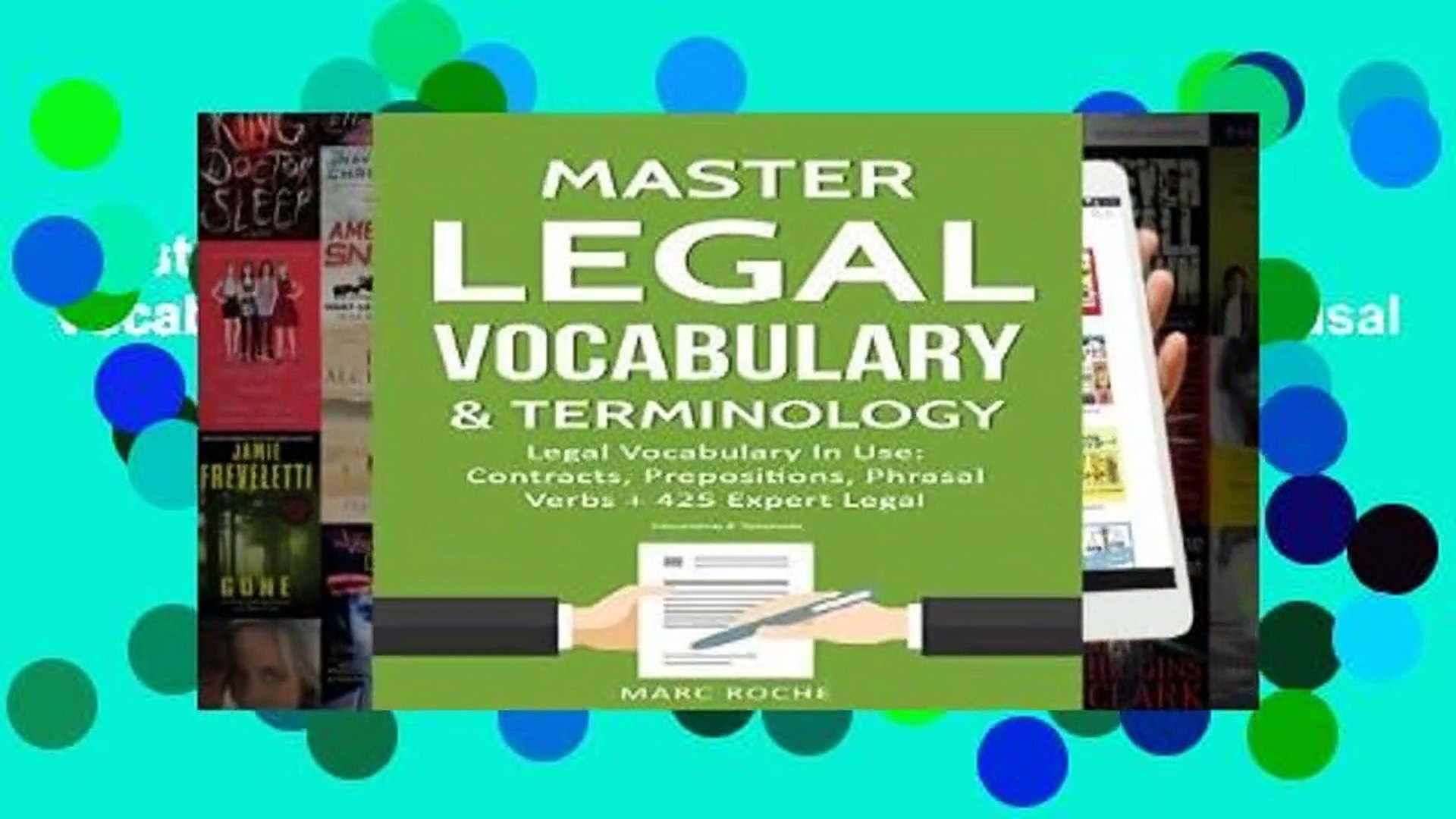 Vocabulary Master Legal Legal Use:  Prepositions, Contracts, Phrasal Vocabulary In Terminology-