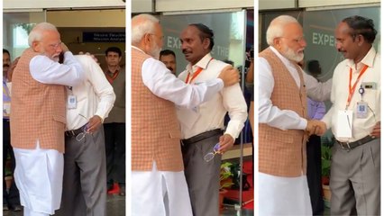 கண்ணீர் மல்கிய சிவன்.. வாரி அணைத்து, தட்டி கொடுத்து மோடி ஆறுதல்