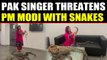 Pakistani Pop Singer Rabi Parizada threatens PM Modi with snake, video viral