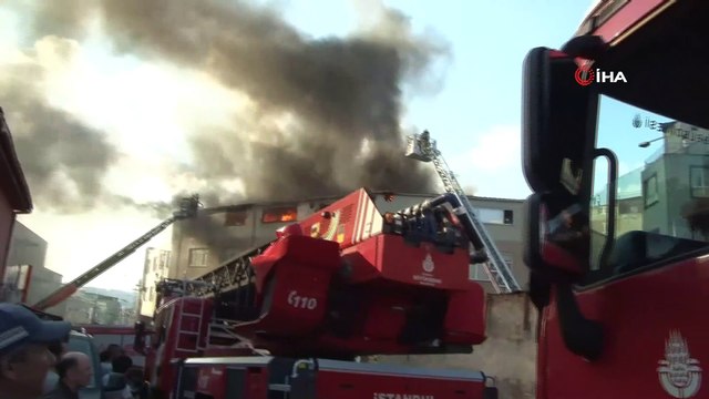 Alev alev yanan tekstil atölyesi drone ile havadan görüntülendi