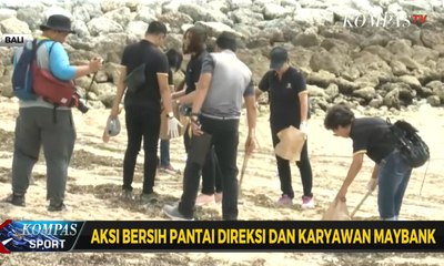 Direksi dan Karyawan Maybank Bersih-bersih Pantai Benoa