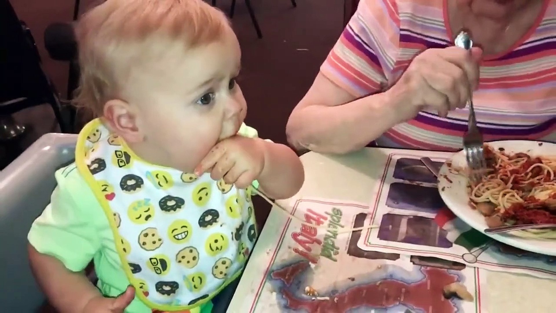 funny baby eating
