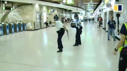 Protesters and police fight in Sha Tin MTR station