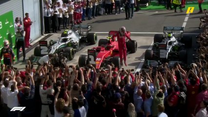 شاهد لحظة خروج لوكلير من سيارته واحتفاله مع فريق فيراري