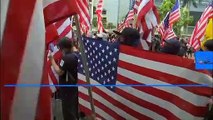 معترضان با خواندن سرود ملی آمریکا خطاب به ترامپ: هنگ کنگ را آزاد کن