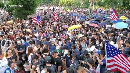 Pro-democracy protesters in Hong Kong chant ‘USA! USA!’ in march to US Consulate